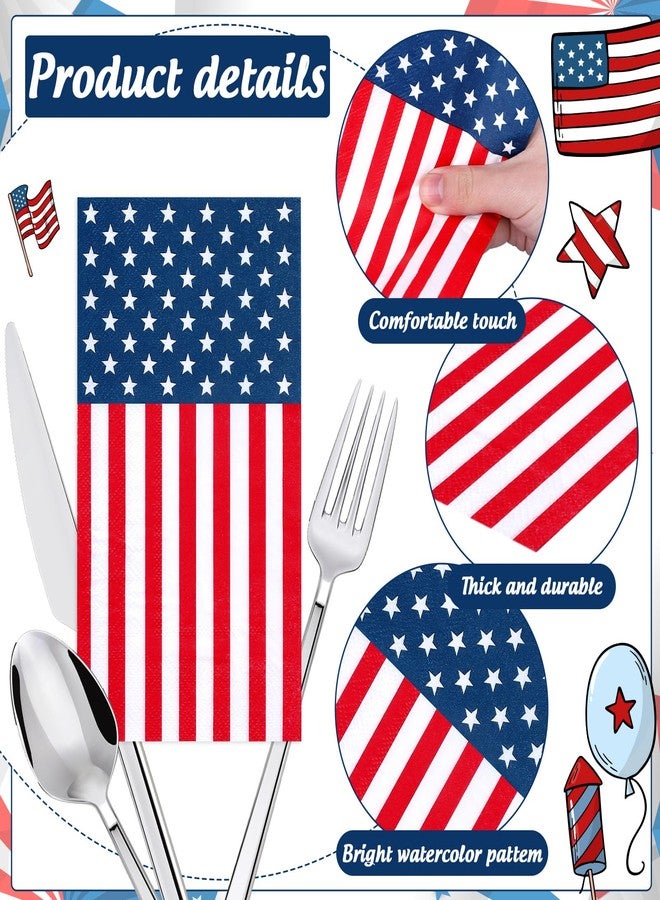 وولاين مجموعة مناديل ضيوف من والين، 80 قطعة، بتصميم العلم الأمريكي، مناديل ورقية للاستخدام مرة واحدة، مثالية لحفلات الرابع من يوليو، ولحفلات العشاء، وحفلات عيد الاستقلال، ويوم الذكرى، وأعياد الميلاد، وتزيين الطاولات. - Image 3